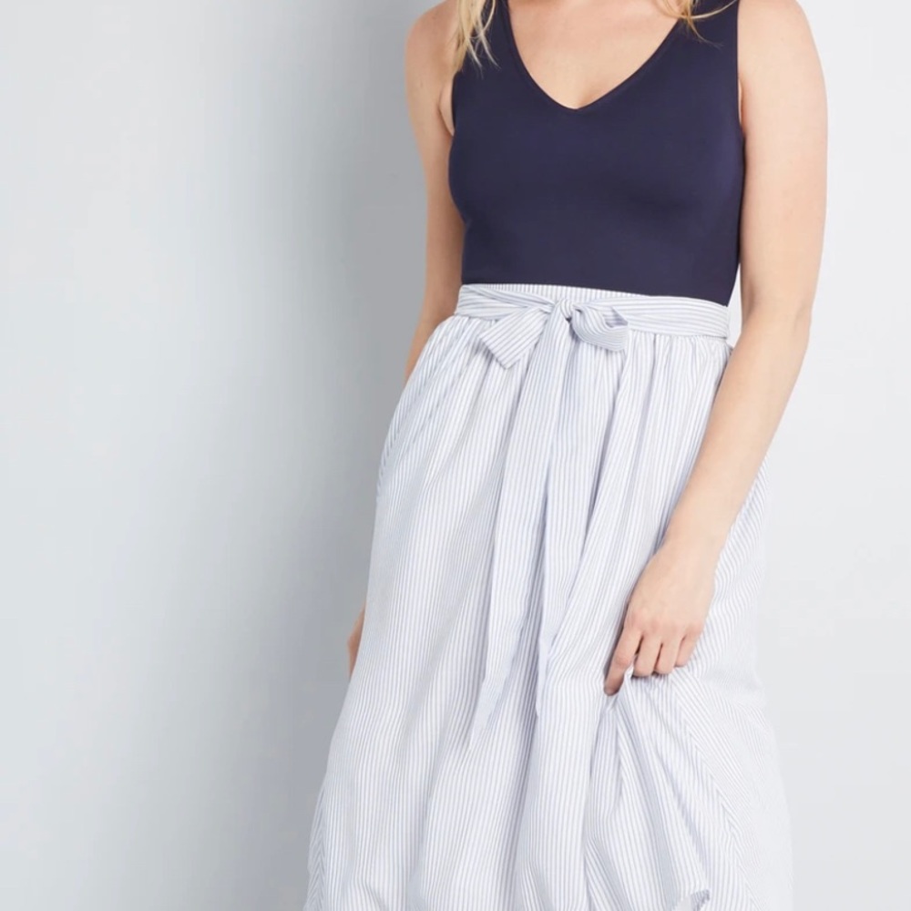 Modcloth Navy and White Striped Dress | M